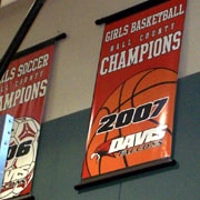 hanging banner on the wall
