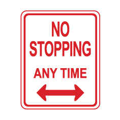 No stopping any time signs 